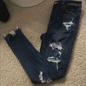Distressed Dark Blue Women's Jeans